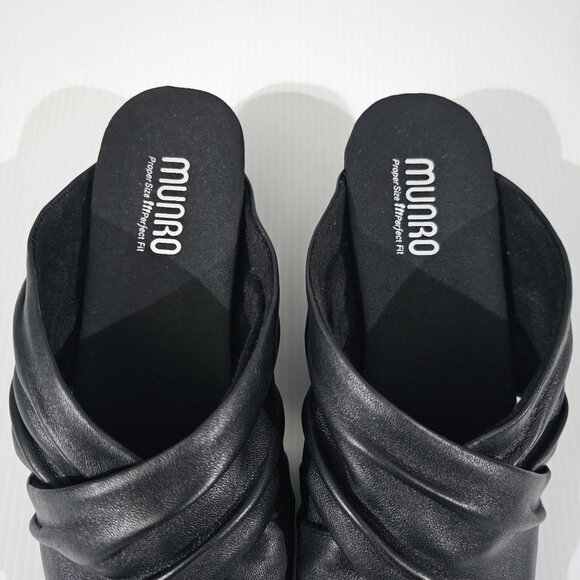 Munro Lee Slide Slip On Sandal Low Heel Shoe Black Lamb Leather Size 8 - Picture 7 of 12